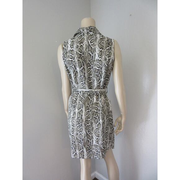 VANESSA ALEXANDRA Snake Pattern Vintage S Italy Sleeveless Button Dress BR61 - Picture 3 of 3